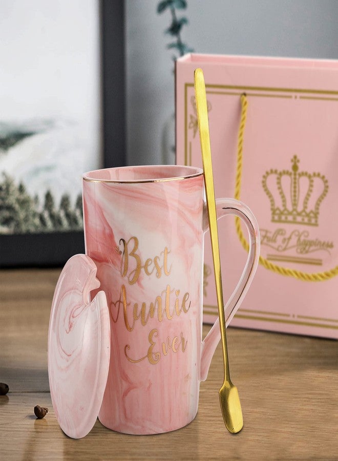 Hedume Best Auntie Ever Mug, 12 Oz Pink Marble Ceramic Coffee Cup with Gifts Box and Greeting Card, Aunt Gifts from Niece and Nephew, Funny Birthday Presents for Aunty - Image 4